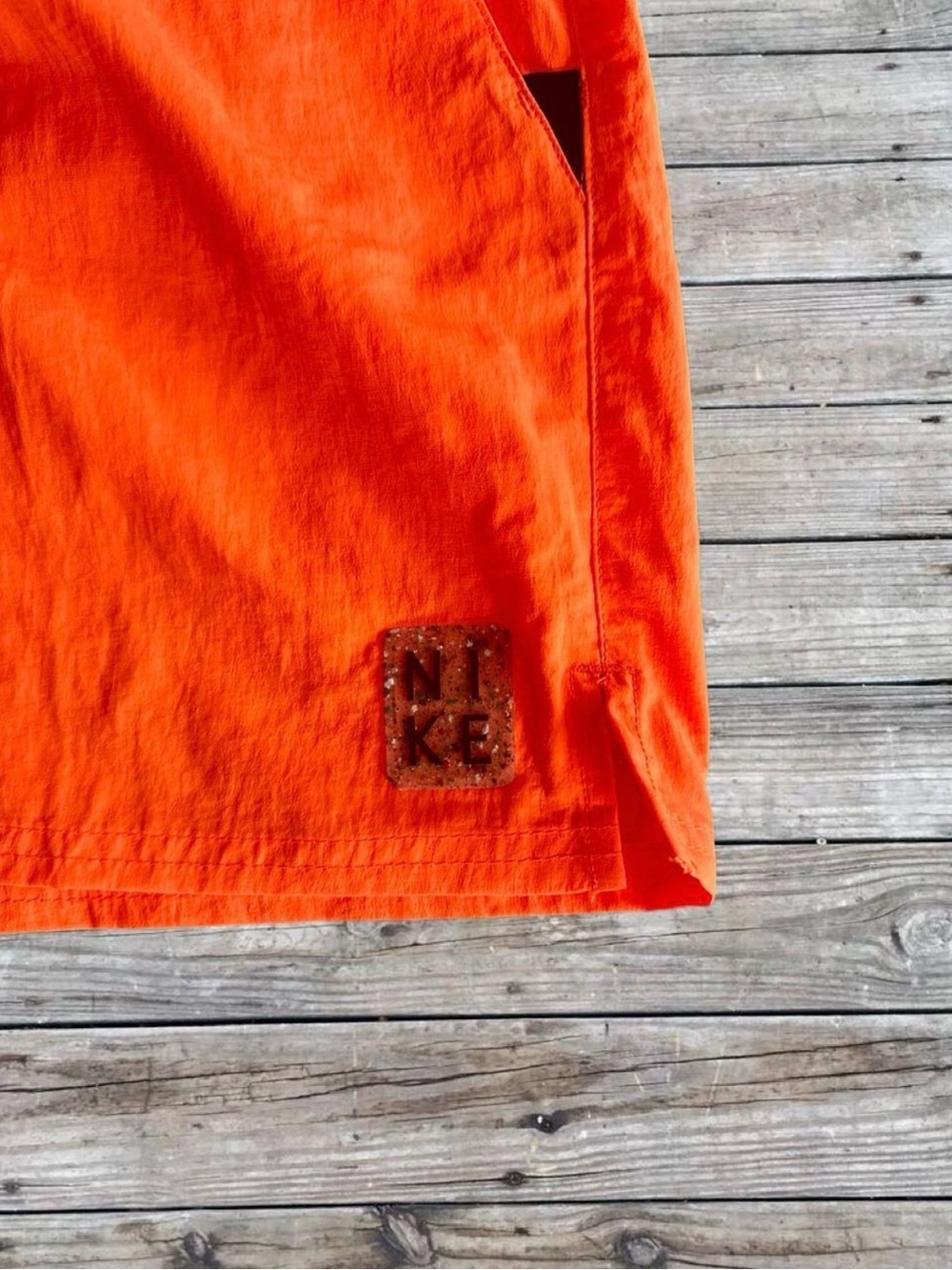 Nike Men's Bright Orange Athletic Shorts with Drawstring - Picture 3 of 6